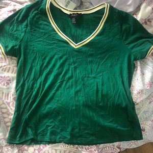 Forever 21 Green/ivory short sleeve top